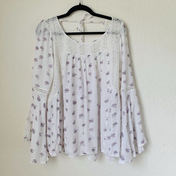 En Creme Tops - En Creme Blouse Women S White Flare Bell Sleeve Boho Festival Hippie Peasant